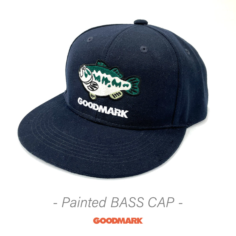 Painted BASS CAP - GOOD MARK - イラスト ブラックバス キャップ 琵琶湖 刺繍